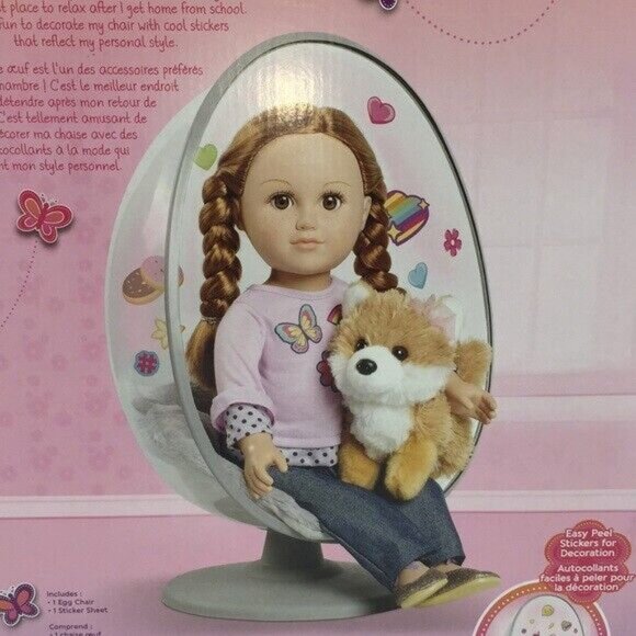 My Life As Clear Egg Chair with Soft Grey Cushion and Stickers Dolls Furniture - Picture 7 of 12